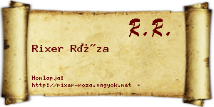 Rixer Róza névjegykártya